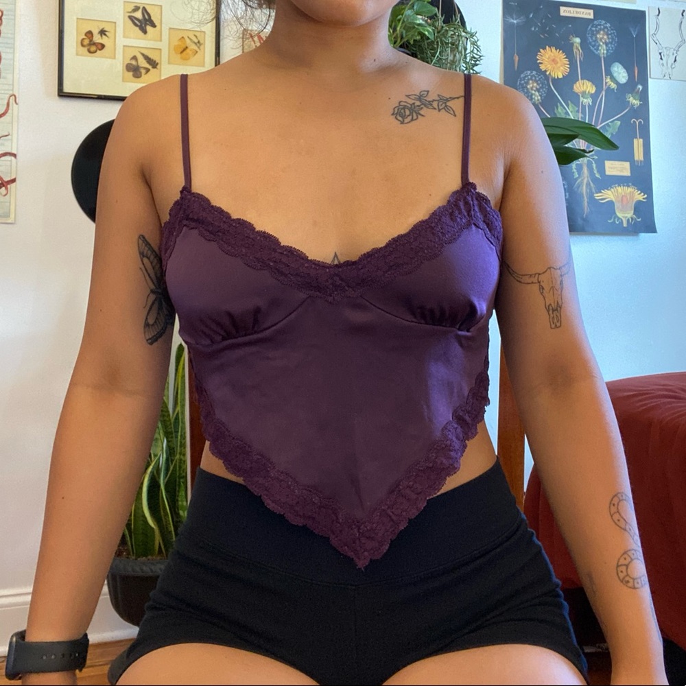 Purple Satin Gypsy Tie Top